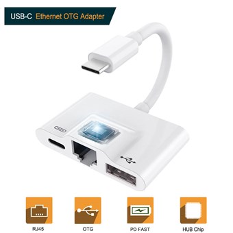 Type-C to RJ45 Ethernet OTG Adapter Wired LAN Card Ethernet USB OTG HUB HD Video Adapter