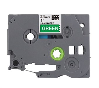 Brother Kompatibel TZc-755 - Hvid tekst på grøn tape 24 mm x 8 m