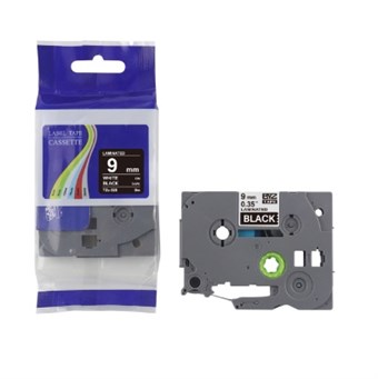 Brother Kompatibel TZc-325 - Hvid tekst på sort tape 9 mm x 8 m