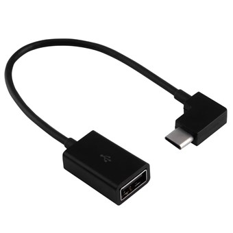 UC-017 Right Angled 90 Grader Type-C Male to USB 2.0 Female OTG Kabel for Smartphones, Tablet & Laptop - Sort